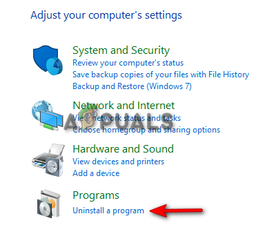 Uninstalling a program
