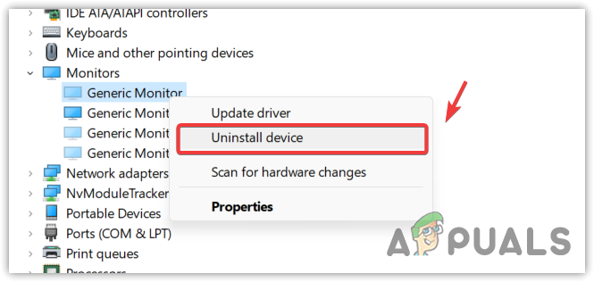 Uninstalling drivers from device manager