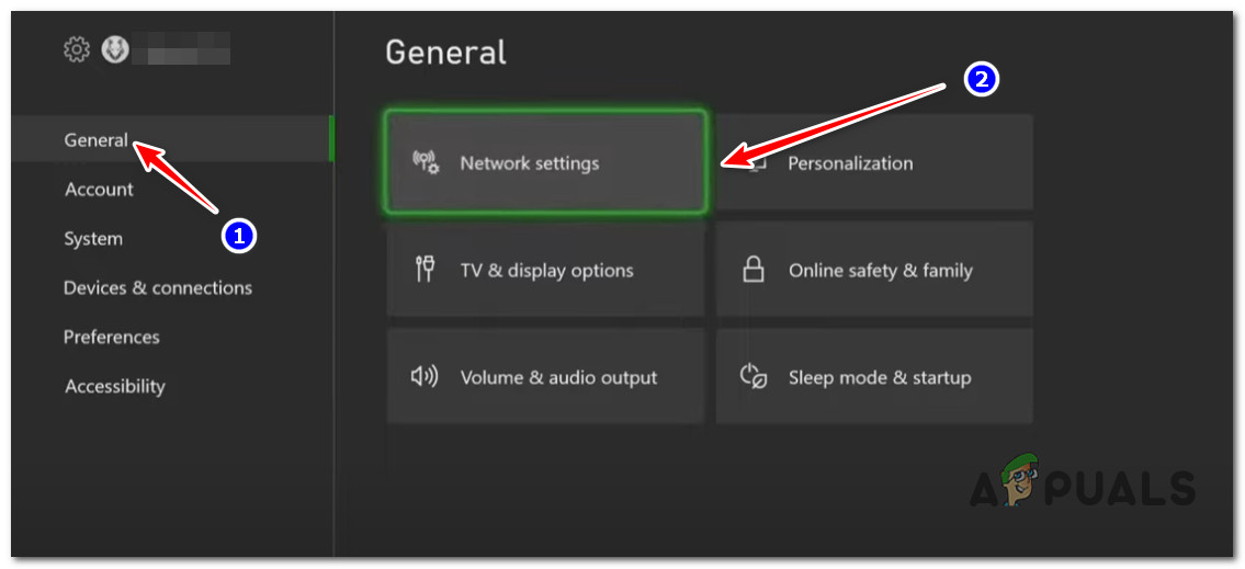 Access the Network settings menu