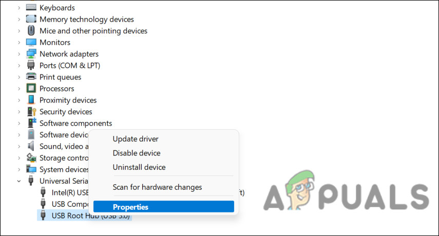 Access the USB properties