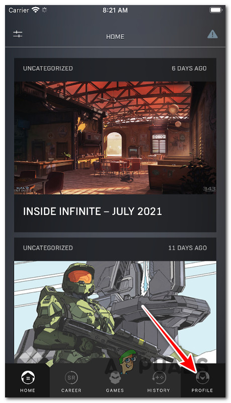 Accessing the Profile menu
