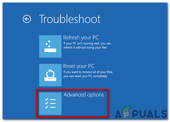 Click on "Advanced options"