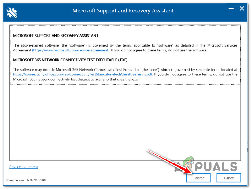 Agreeing with the license agreement