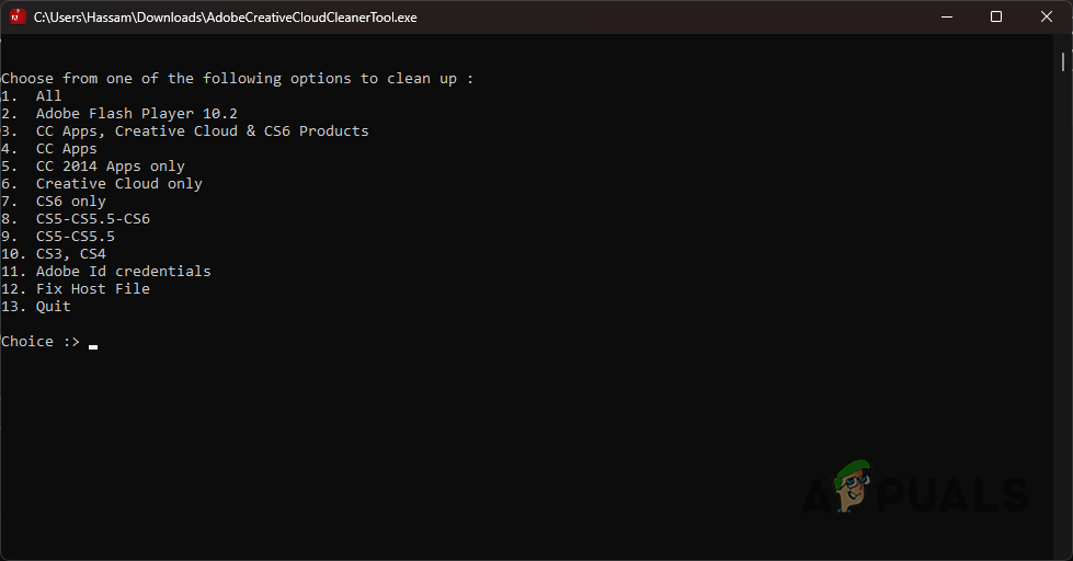 Creative Cloud Cleaner Options