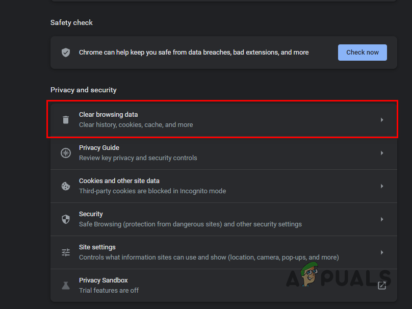 Clear Browsing Data on Chrome