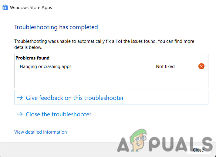 Close the troubleshooter if no fix is suggested