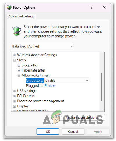 Configure the Wake up timers