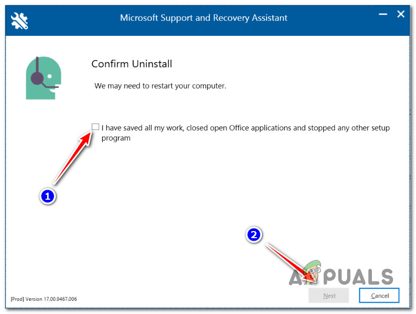 Confirm the uninstallation
