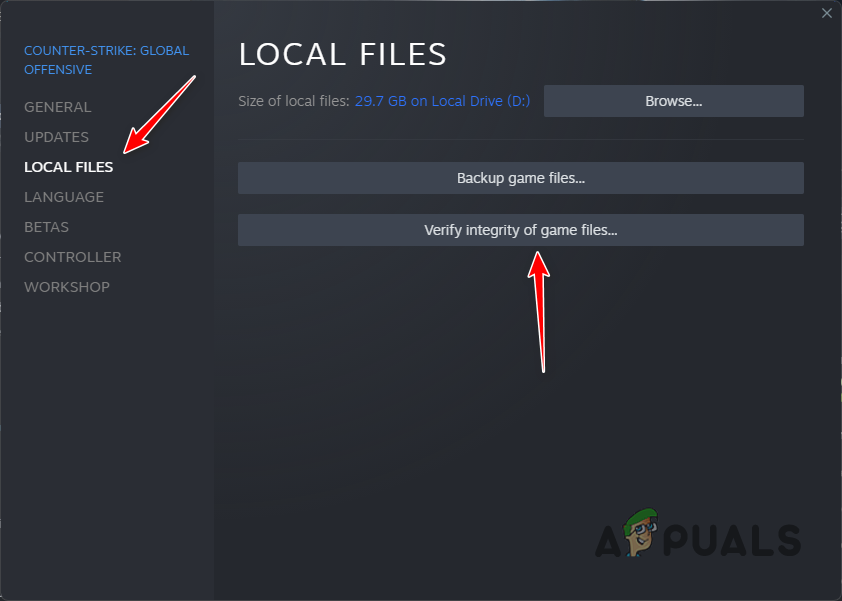 Verifying CSGO Game Files