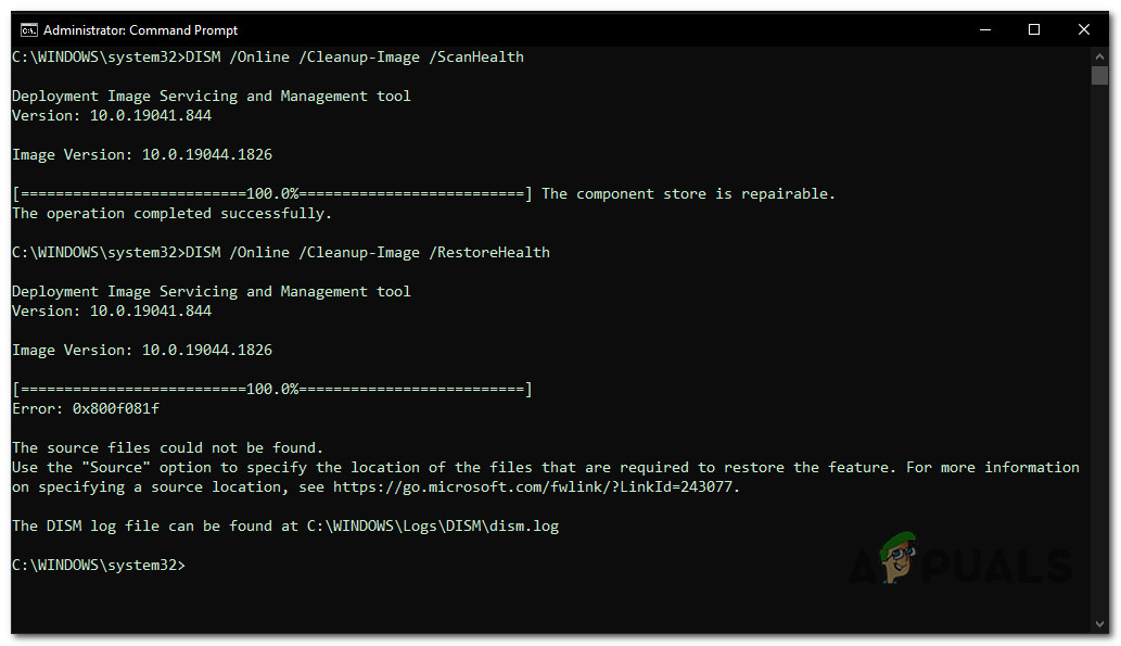 Deploying a DISM scan