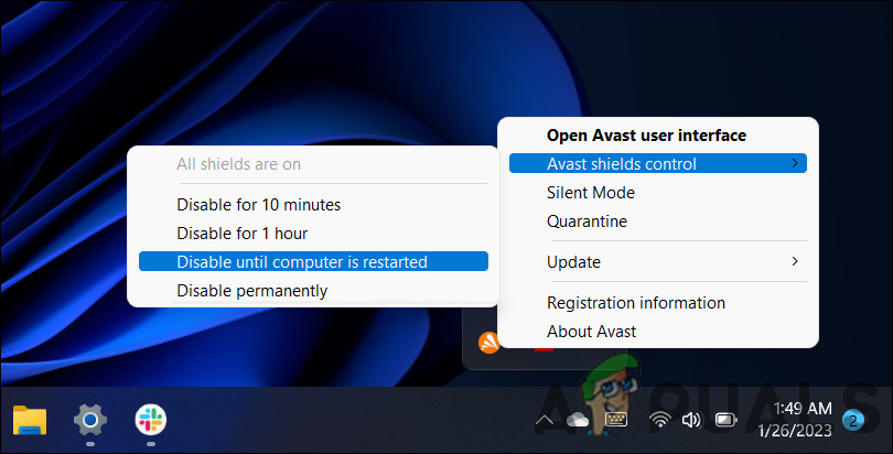 Disable the antivirus temporarily