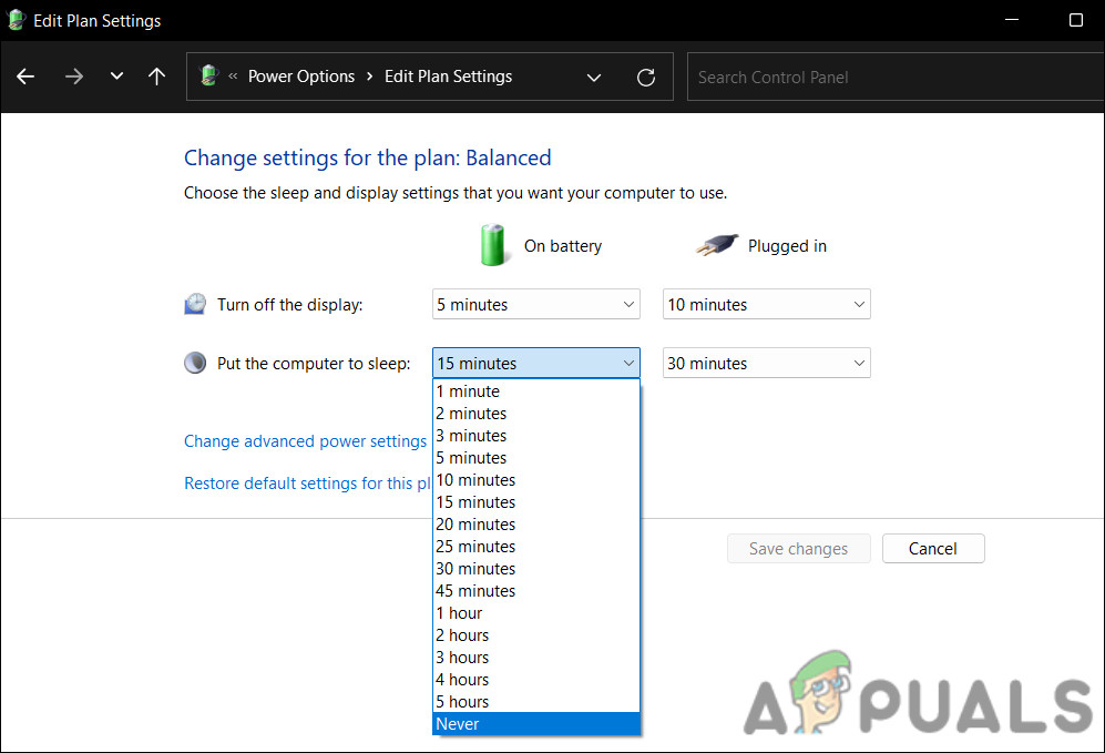 Disable the sleep option