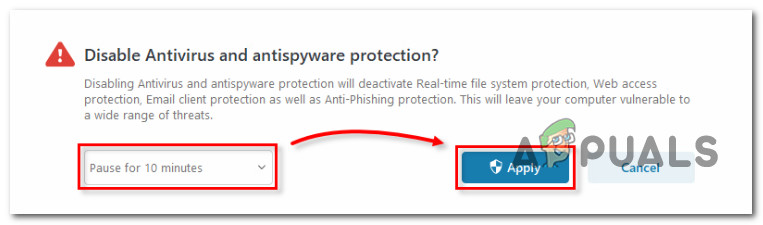 Disable the antivirus