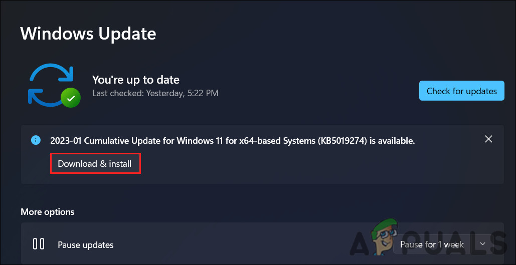 Download and install the updates