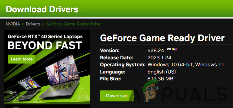 Click on the Download button for the driver