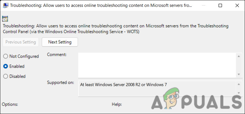 Enable the policy and click Apply