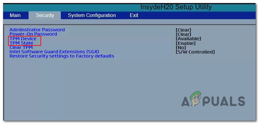 Enable the TPM component