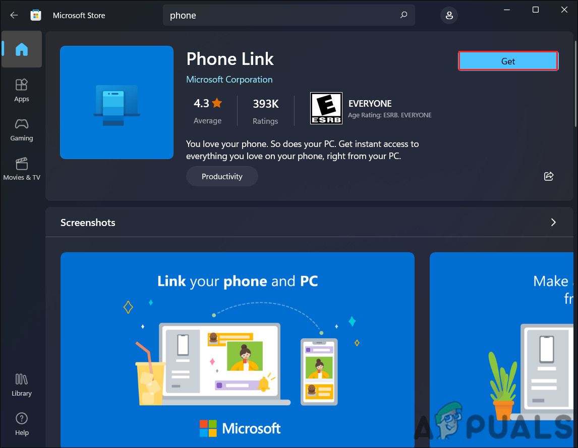 Click on the Get button