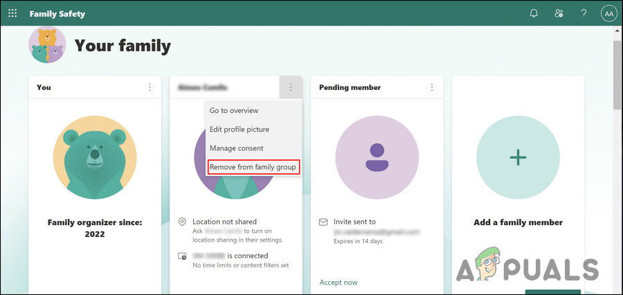 Remove from family group