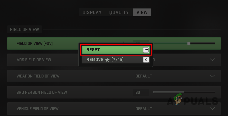 Resetting Field of View