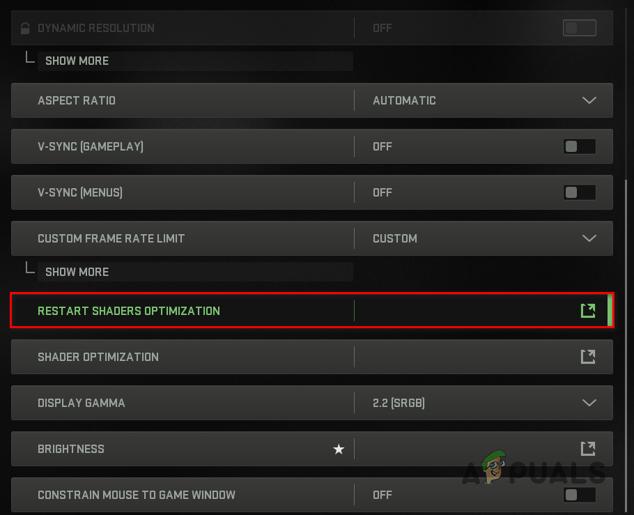 Restarting Shaders Optimization