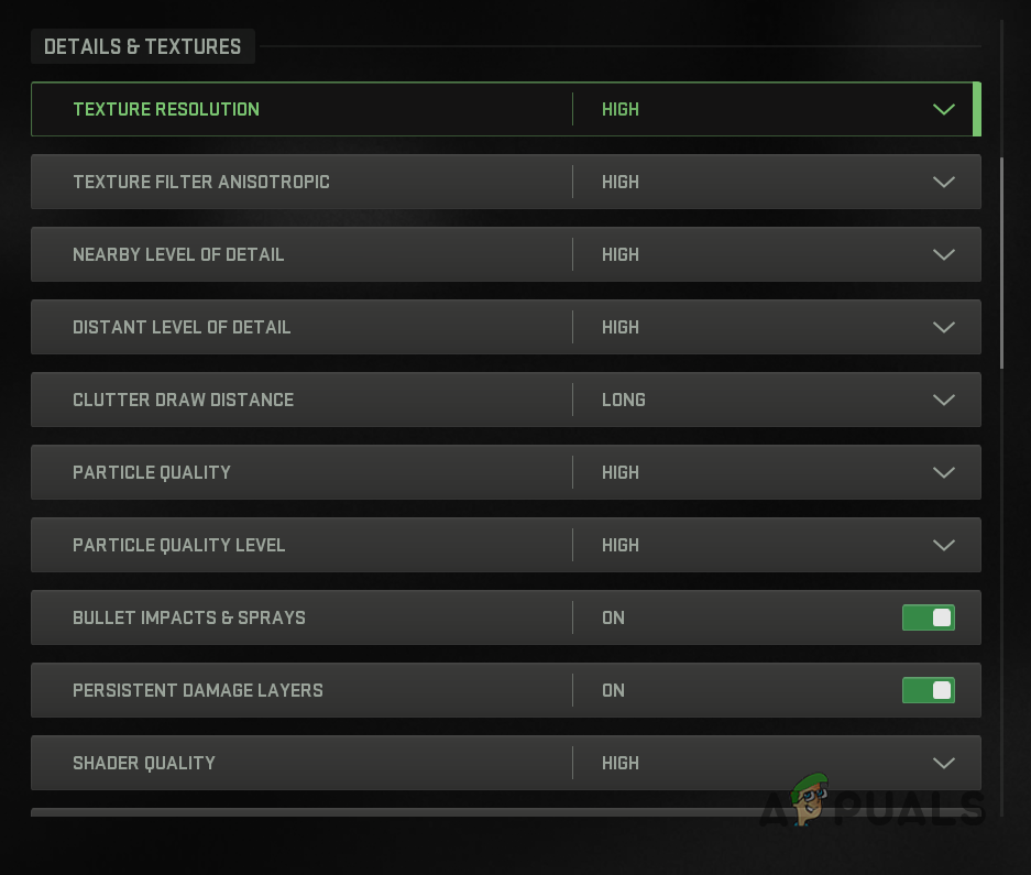 Call of Duty Modern Warfare 2 Texture Settings