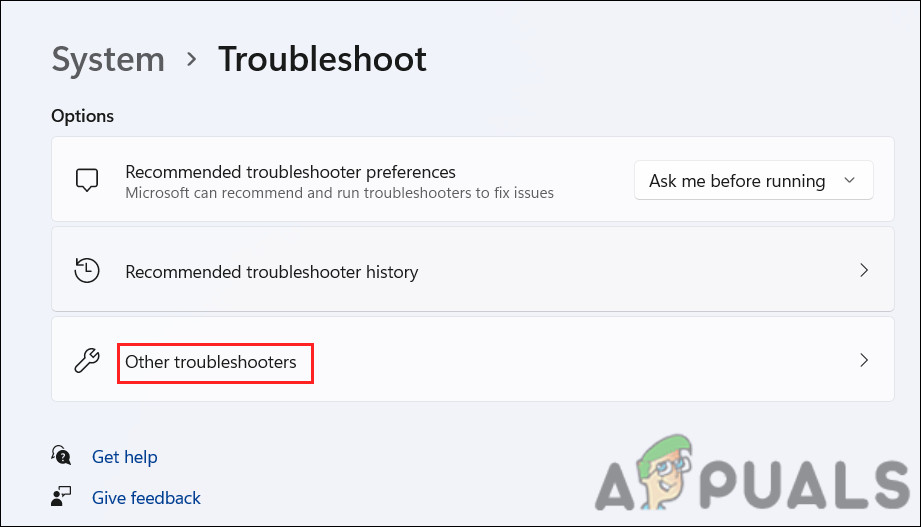 Click on the Other troubleshooter