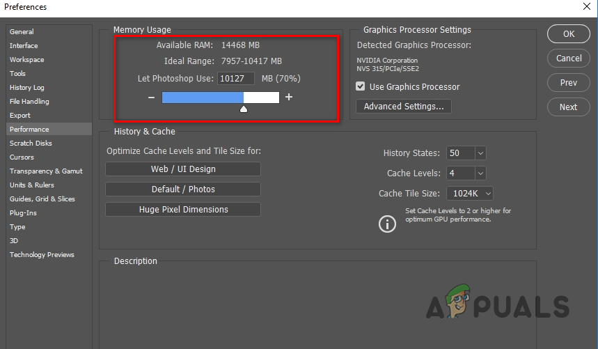 Adjusting Photoshop Memory Allocation