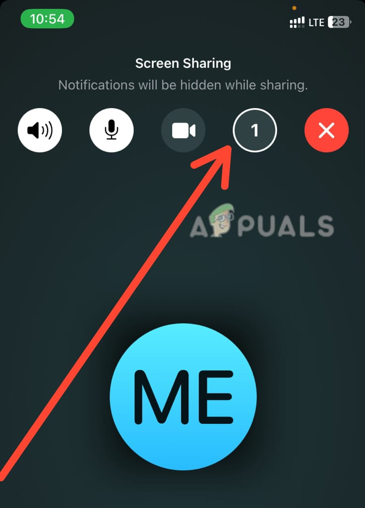 Screen will be shared when the person on the other end of the call accepts the request
