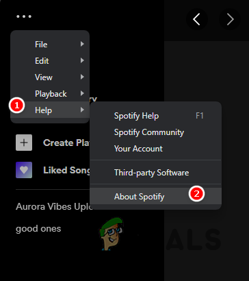 Navigating to Spotify About