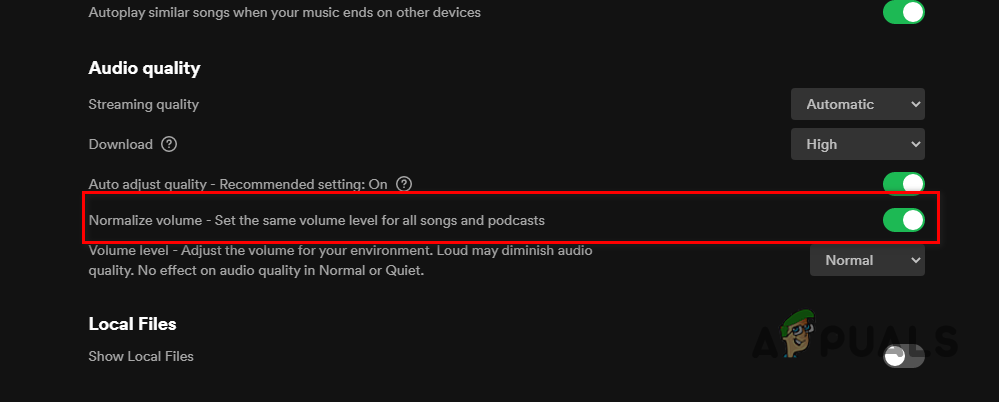 Enabling Normalize Volume