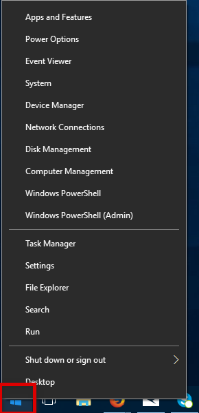 right-click the start icon