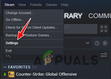 Opening Steam Settings