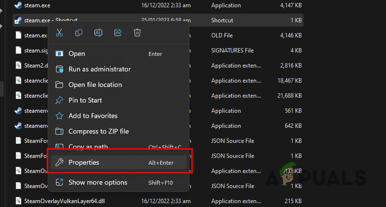 Opening Steam Properties