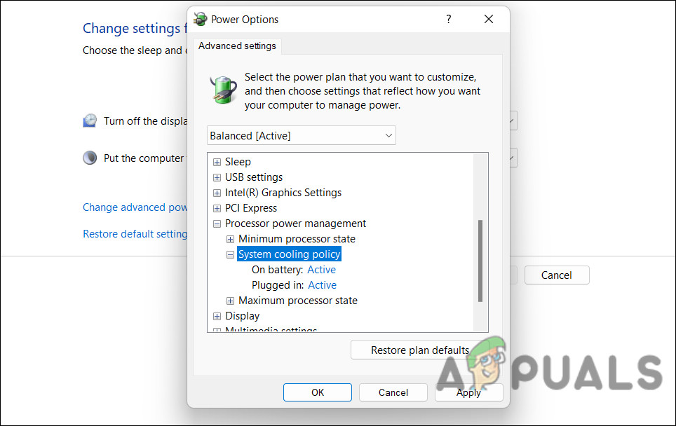 Enable the System Cooling Policy