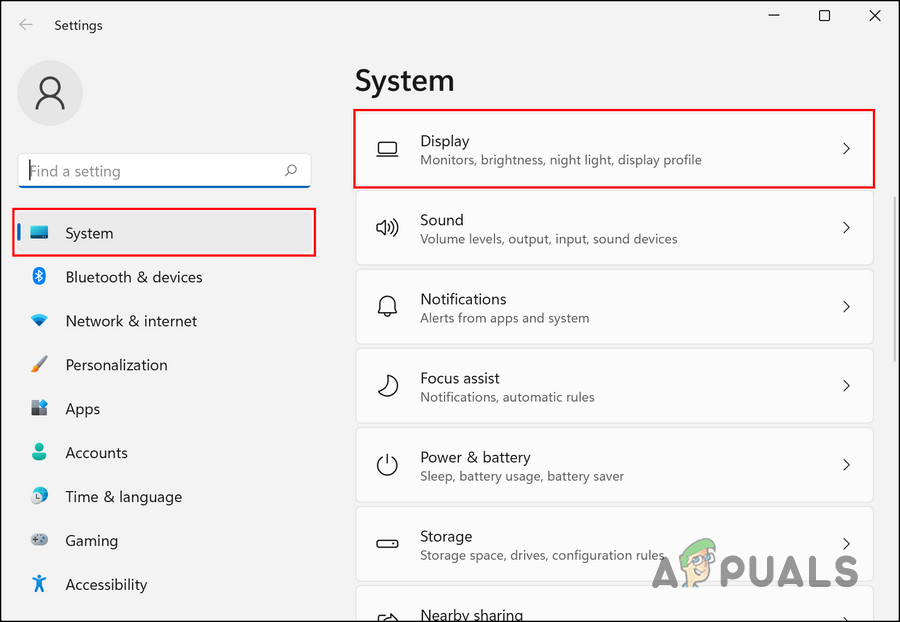 Choose the Display option