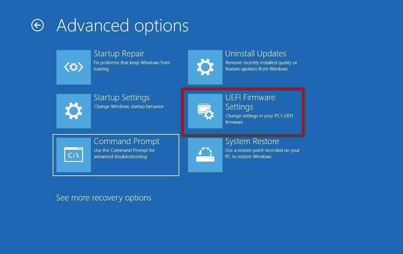 Click on "UEFI Firmware Settings"