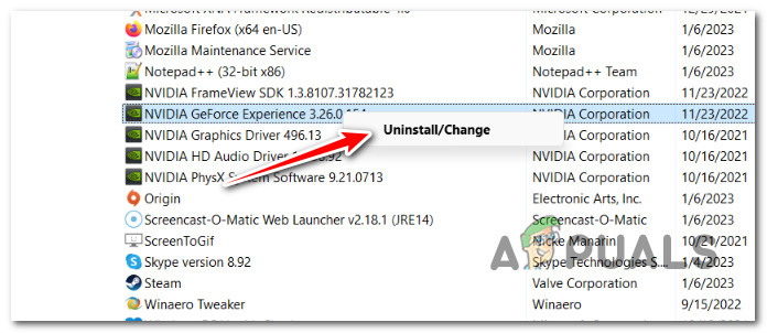 Uninstall Nvidia Experience