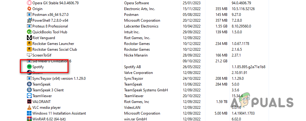 Uninstalling Spotify
