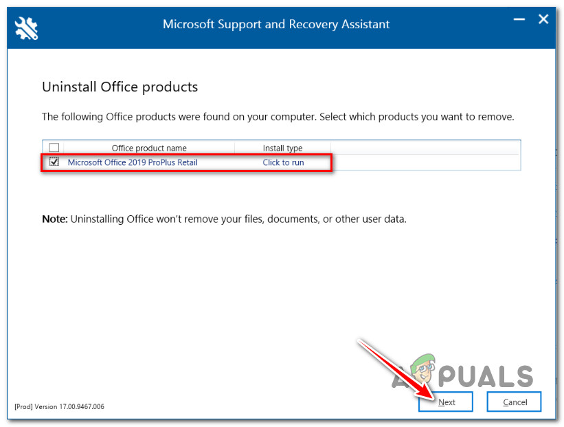 Uninstall Office via the Recovery Tool
