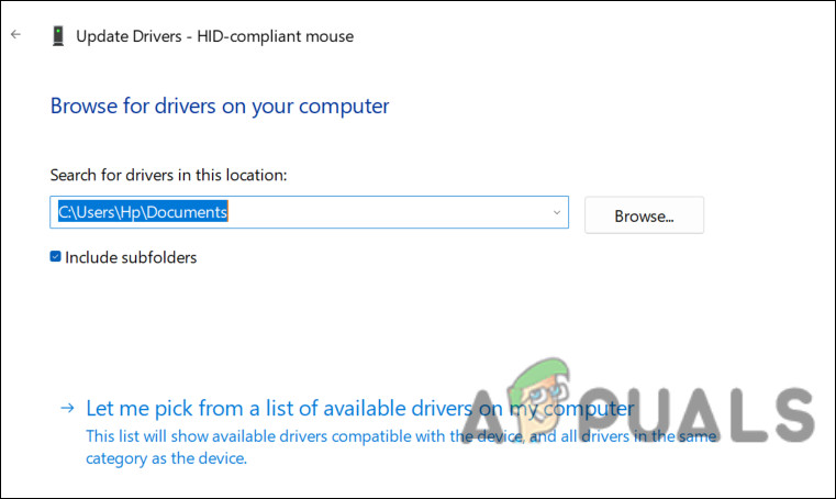 Pick from the list of available drivers