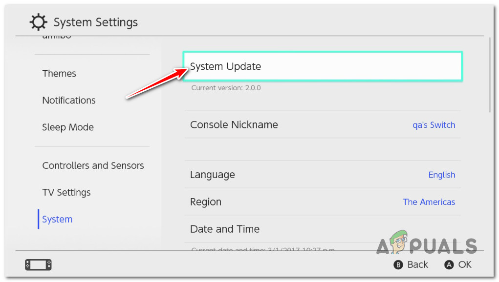 Update the Nintendo Switch System