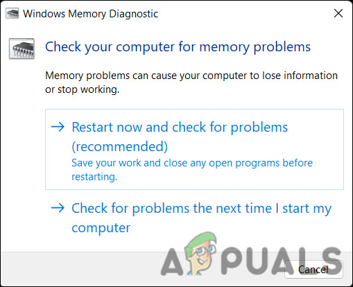 Run the Windows Memory Diagnostic tool