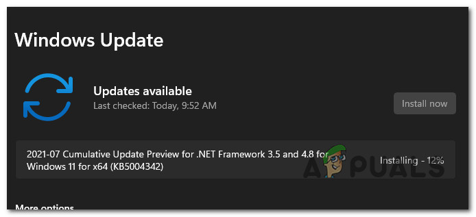 Downloading the pending Windows updates