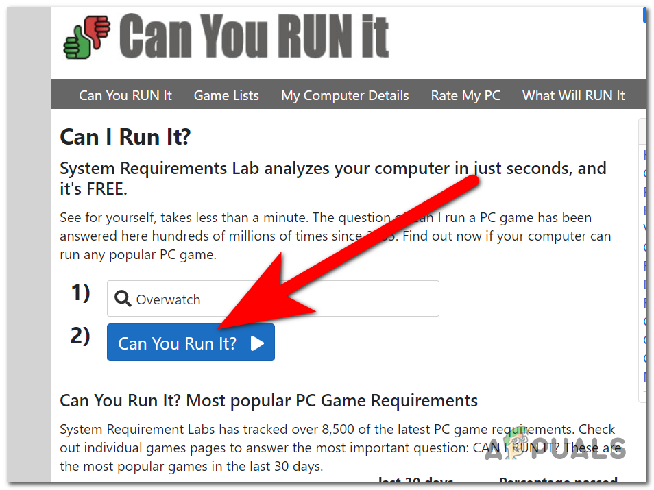 Beginning the Can You Run It scan