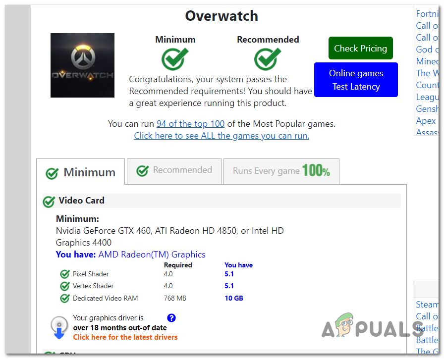 Checking if you meet the minimum requirements