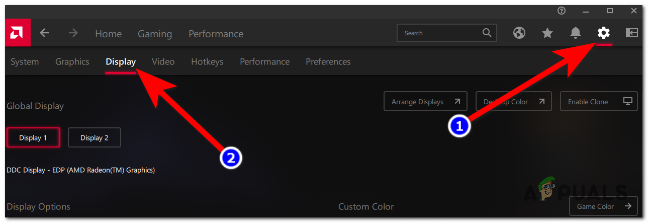 Accessing the Display Settings