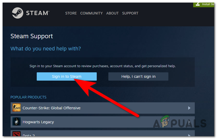 Signing in to your Steam account