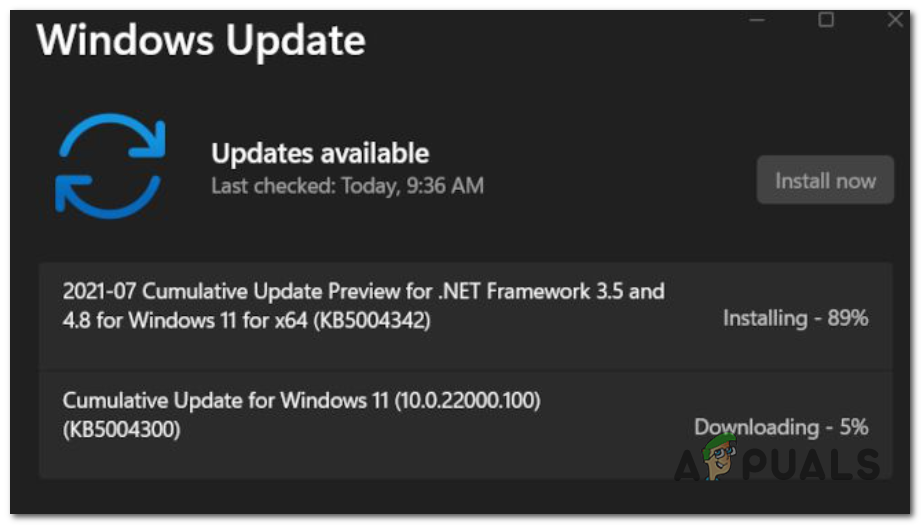 Installing the pending updates