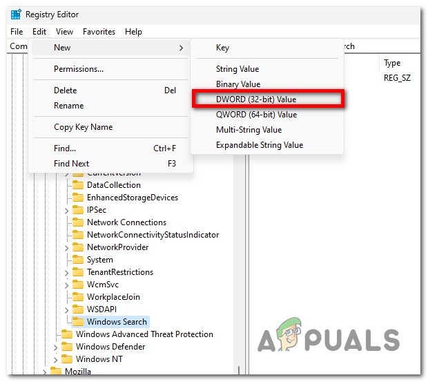 Creating a new DWORD Value
